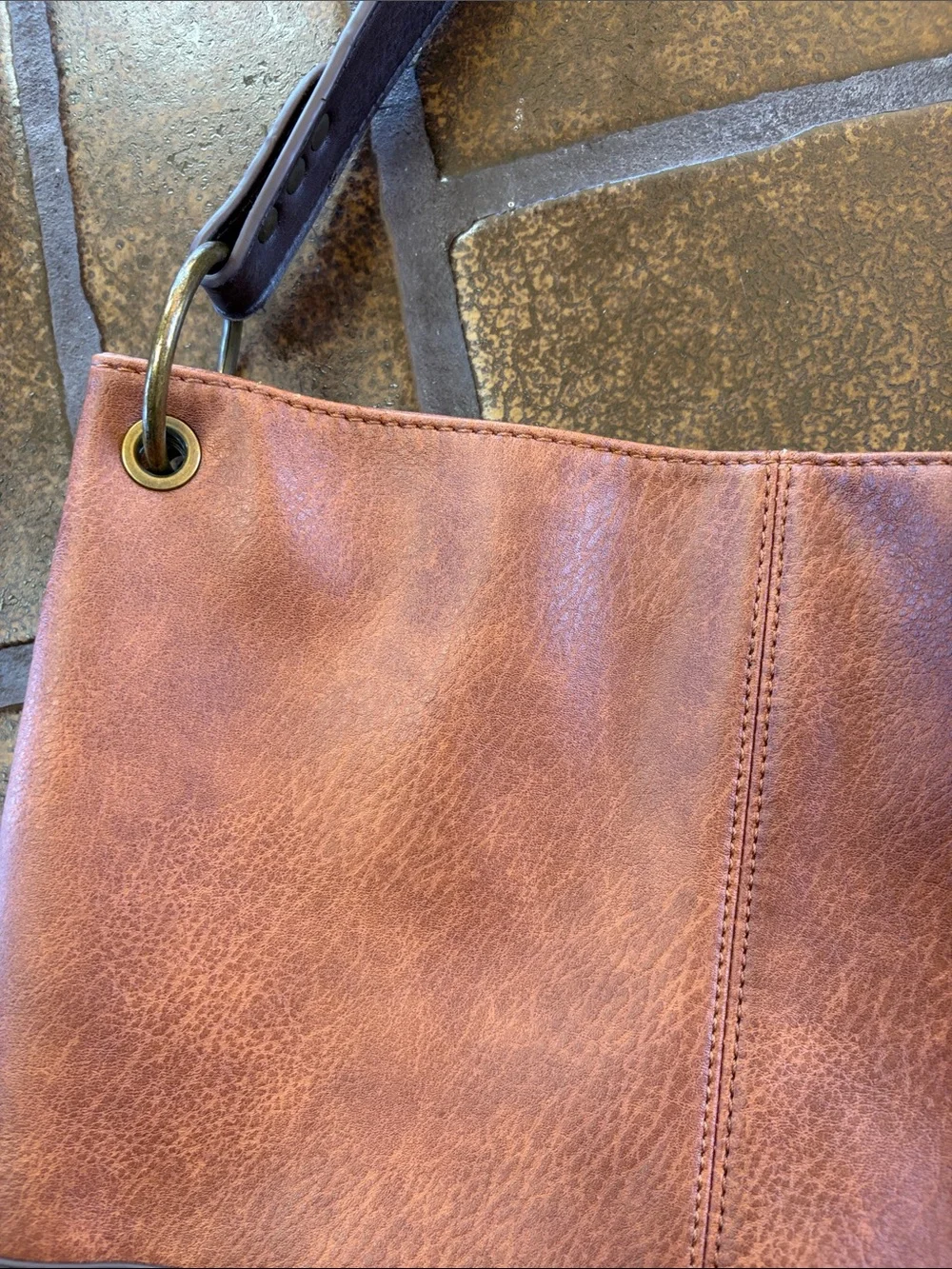 Wrangler Montana West Brown Two-Tone Vegan Leather Hobo Bag